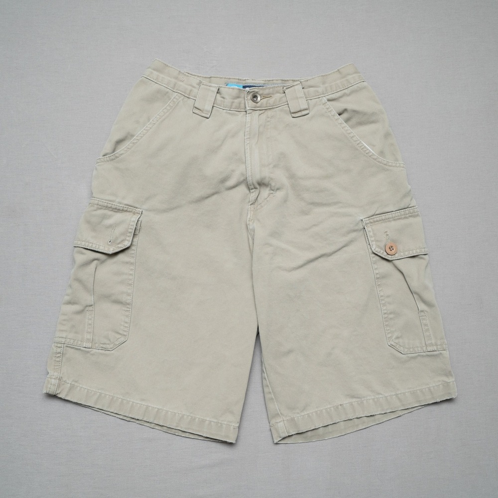 Vintage 90s Y2k Suburban Baggy Skater Cargo Shorts Tagged 30 Fits 28x10 Beige